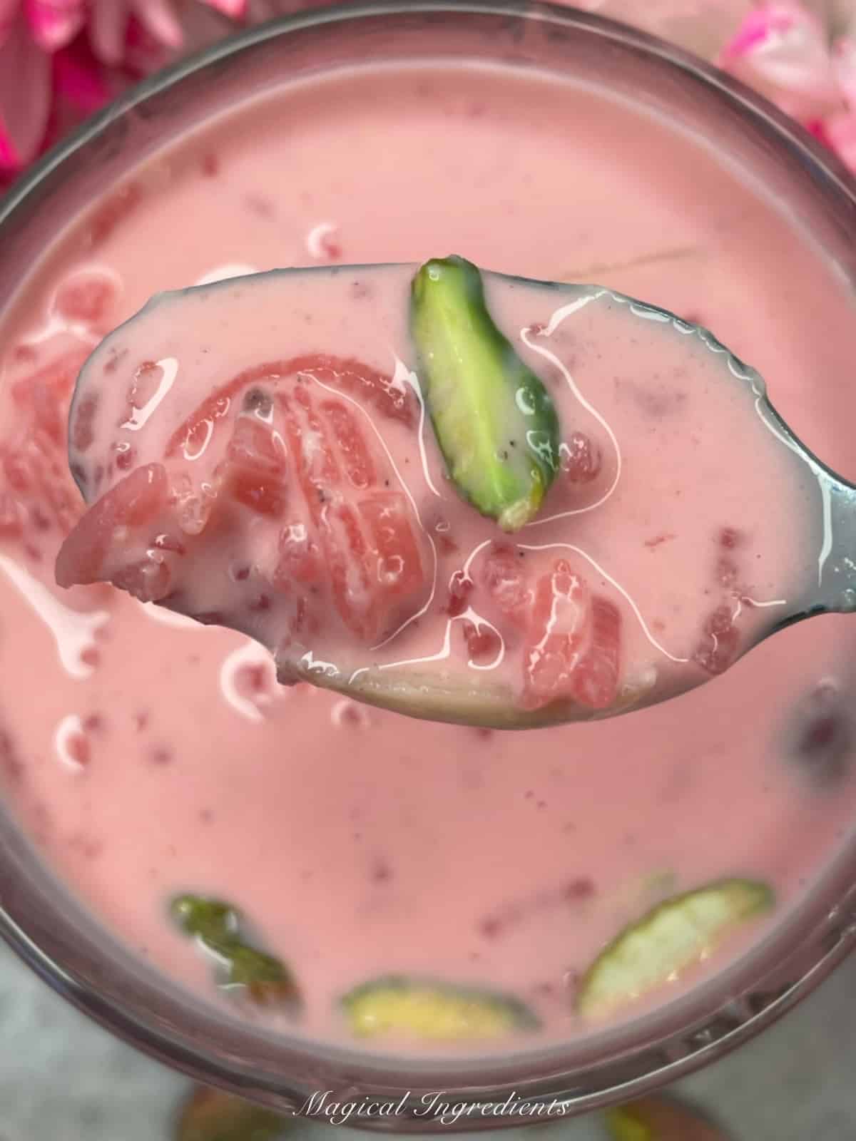 A spoonful of dragonfruit kheer