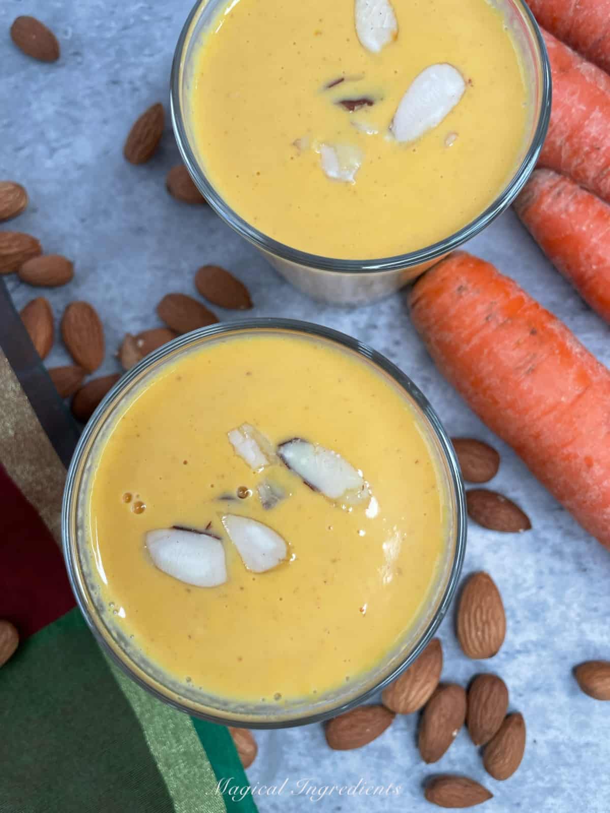 kheer with carrots and almonds