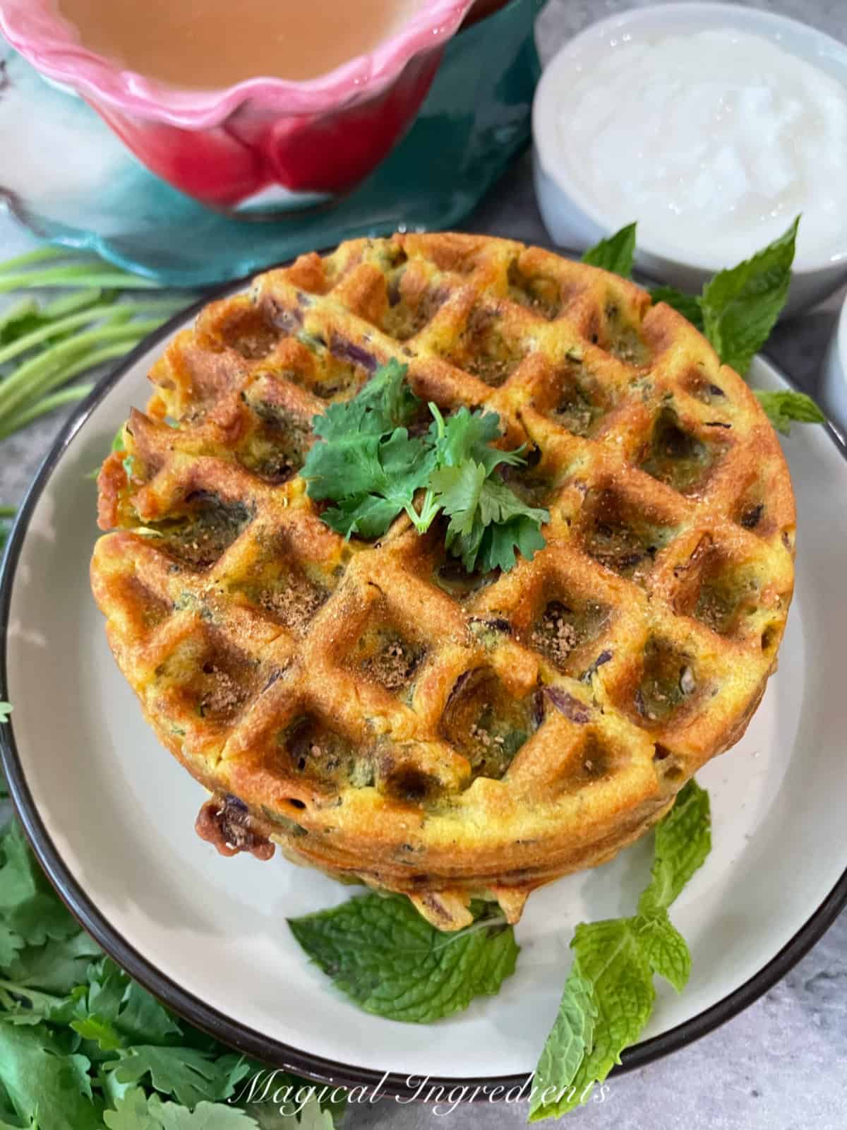 stacked pakora waffles