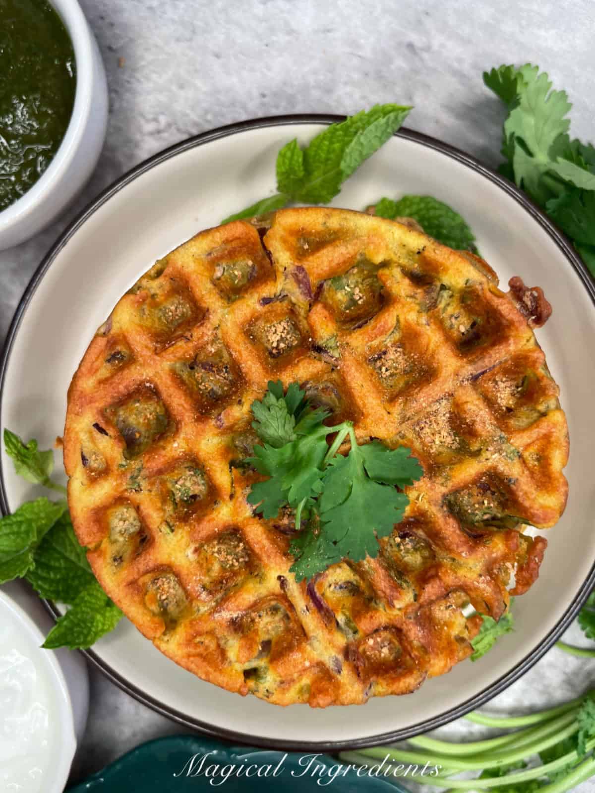 hatch chile onion pakora waffles