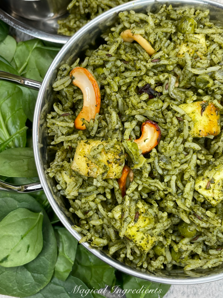 Pannner Rice Palak Paneer Pulao - Magical Ingredients