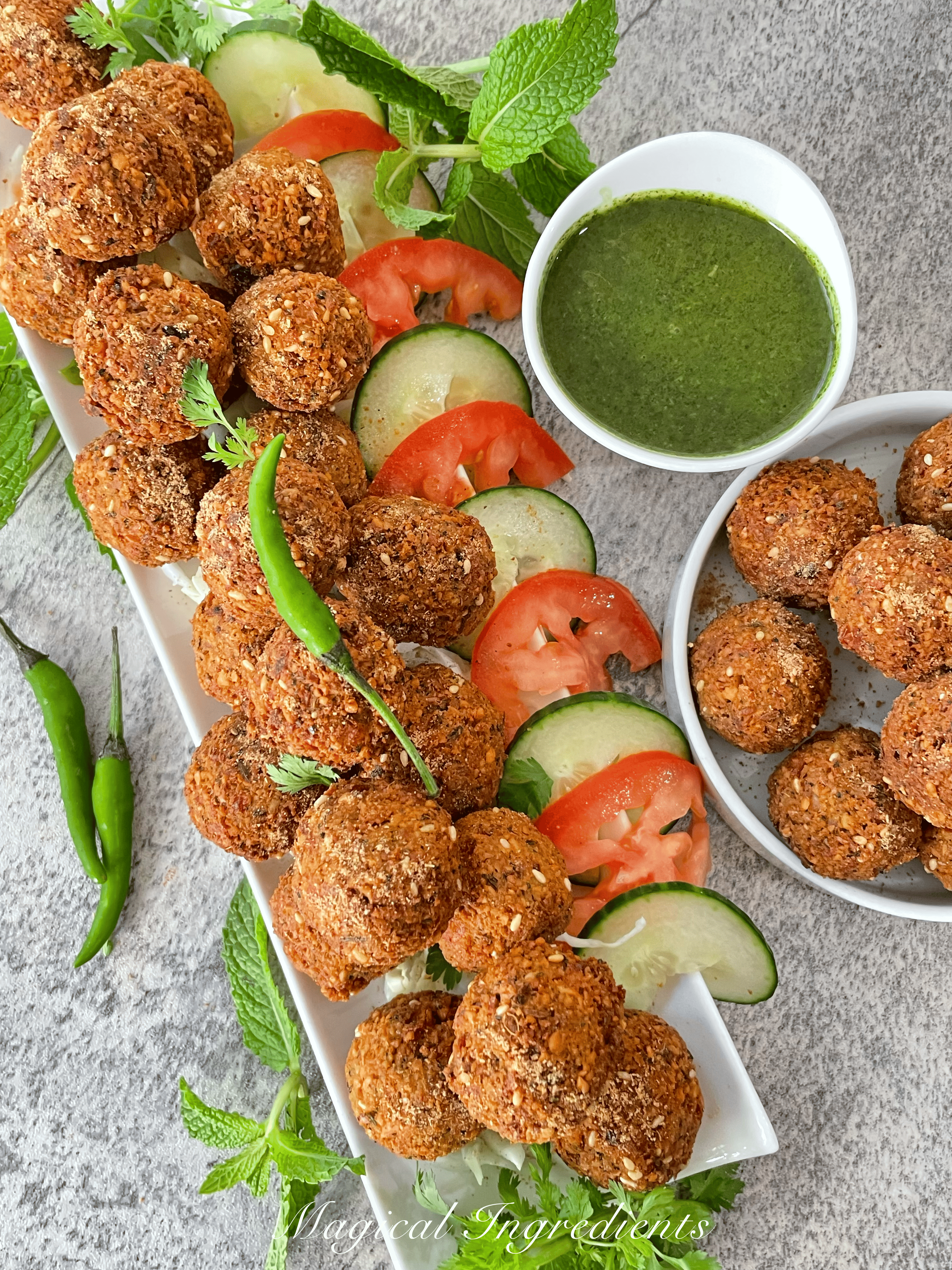 paneer falafels on a serving plate