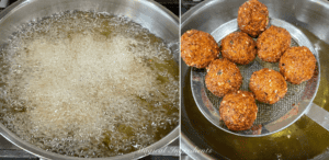 Frying paneer falafels