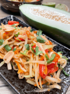 Close up of green papaya salad