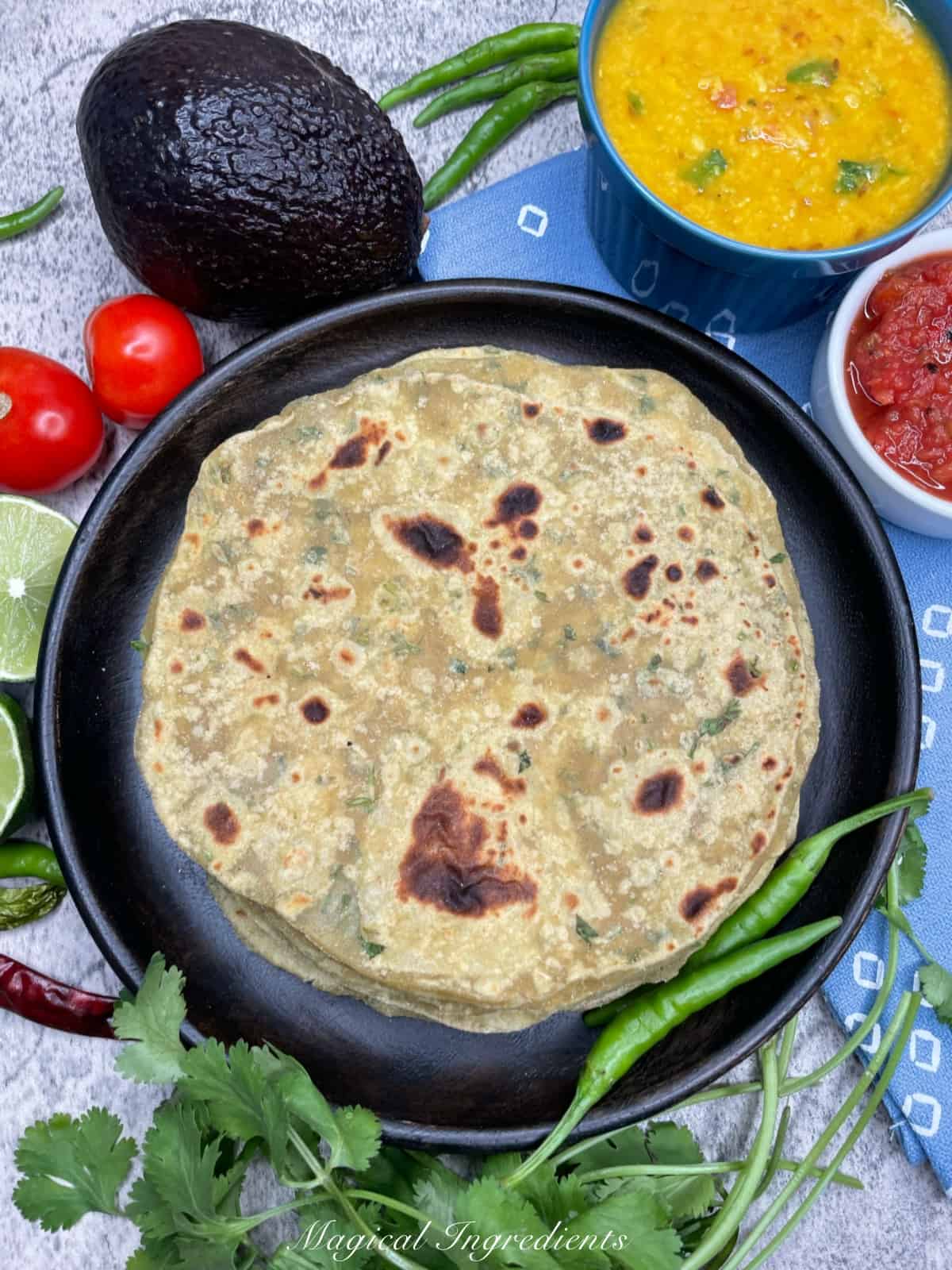 Avacado paratha on a plate
