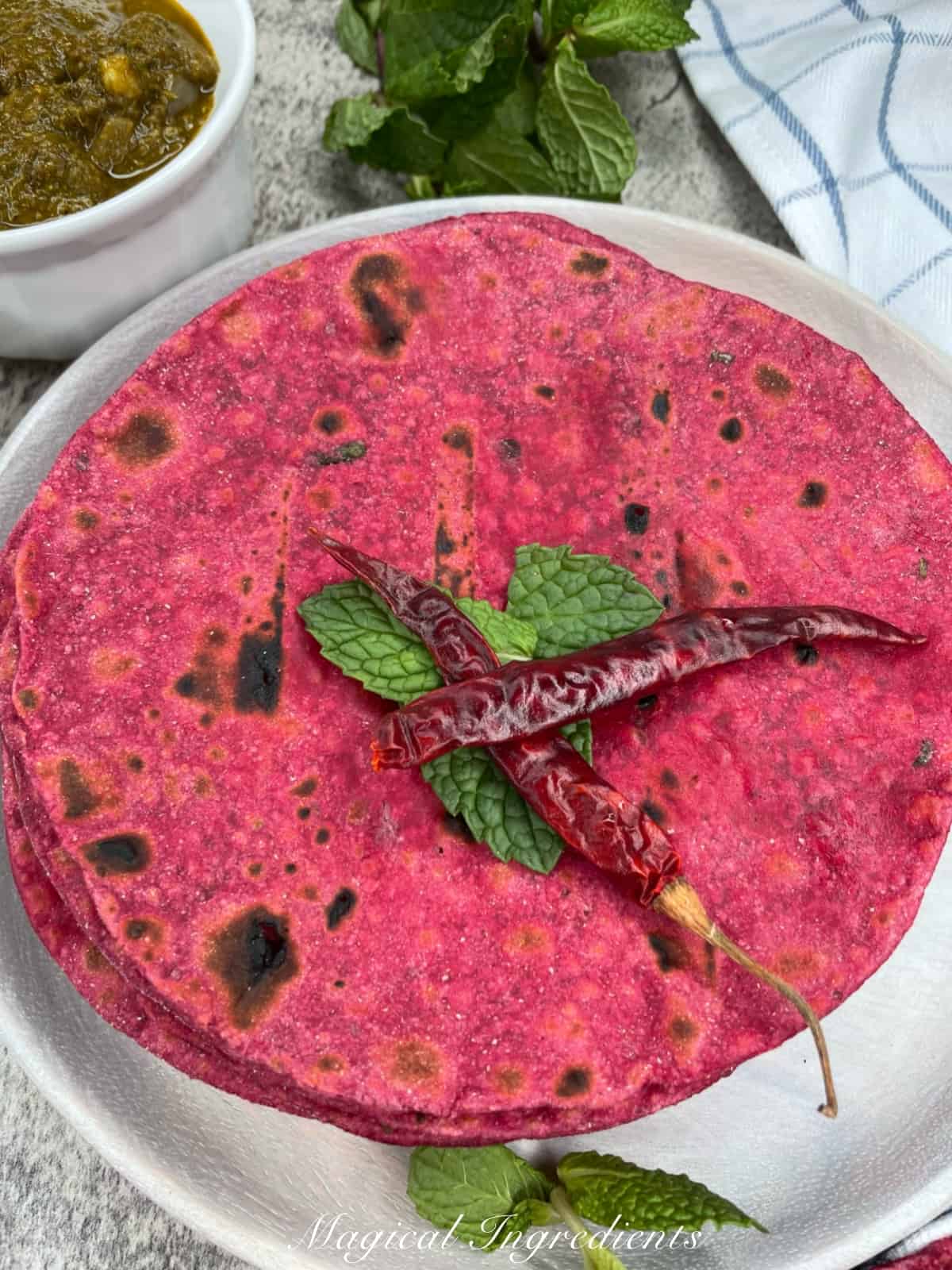 Beet Fennel Paratha on a plate