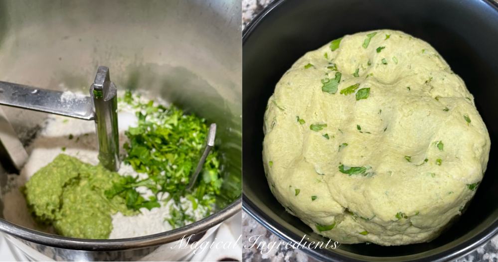 kneading avocado paratha dough