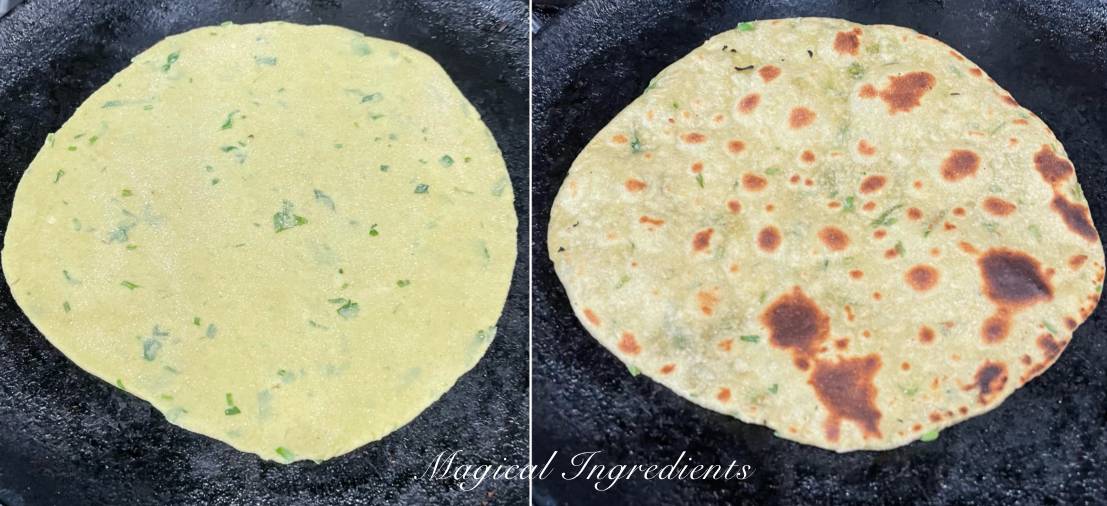 cooking parathas on pan