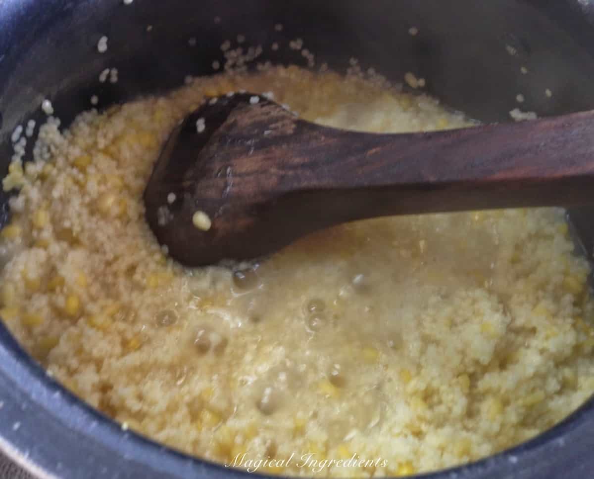 Foxtail millet and dal cooking