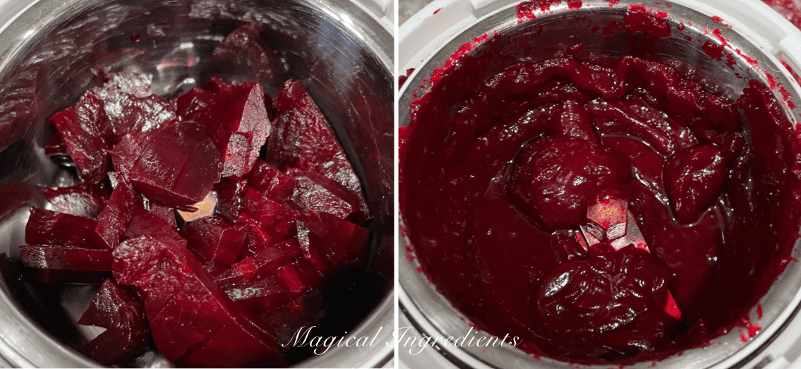 Pureeing in the roasted beet