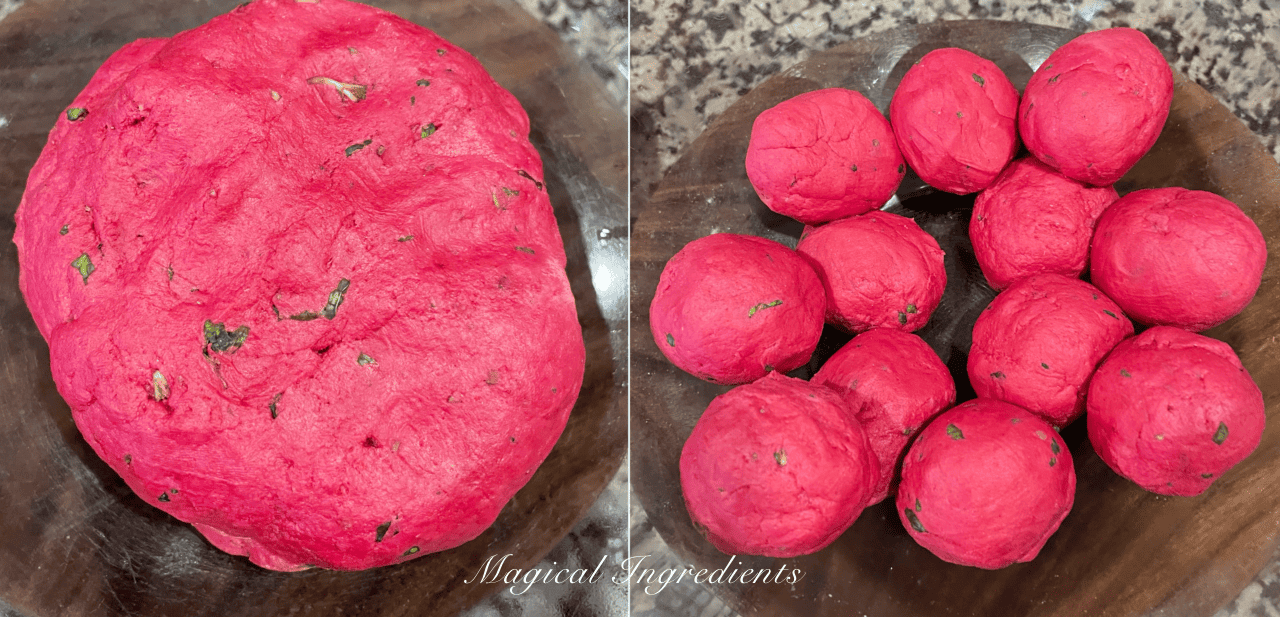 Dividing the dough into equal portions