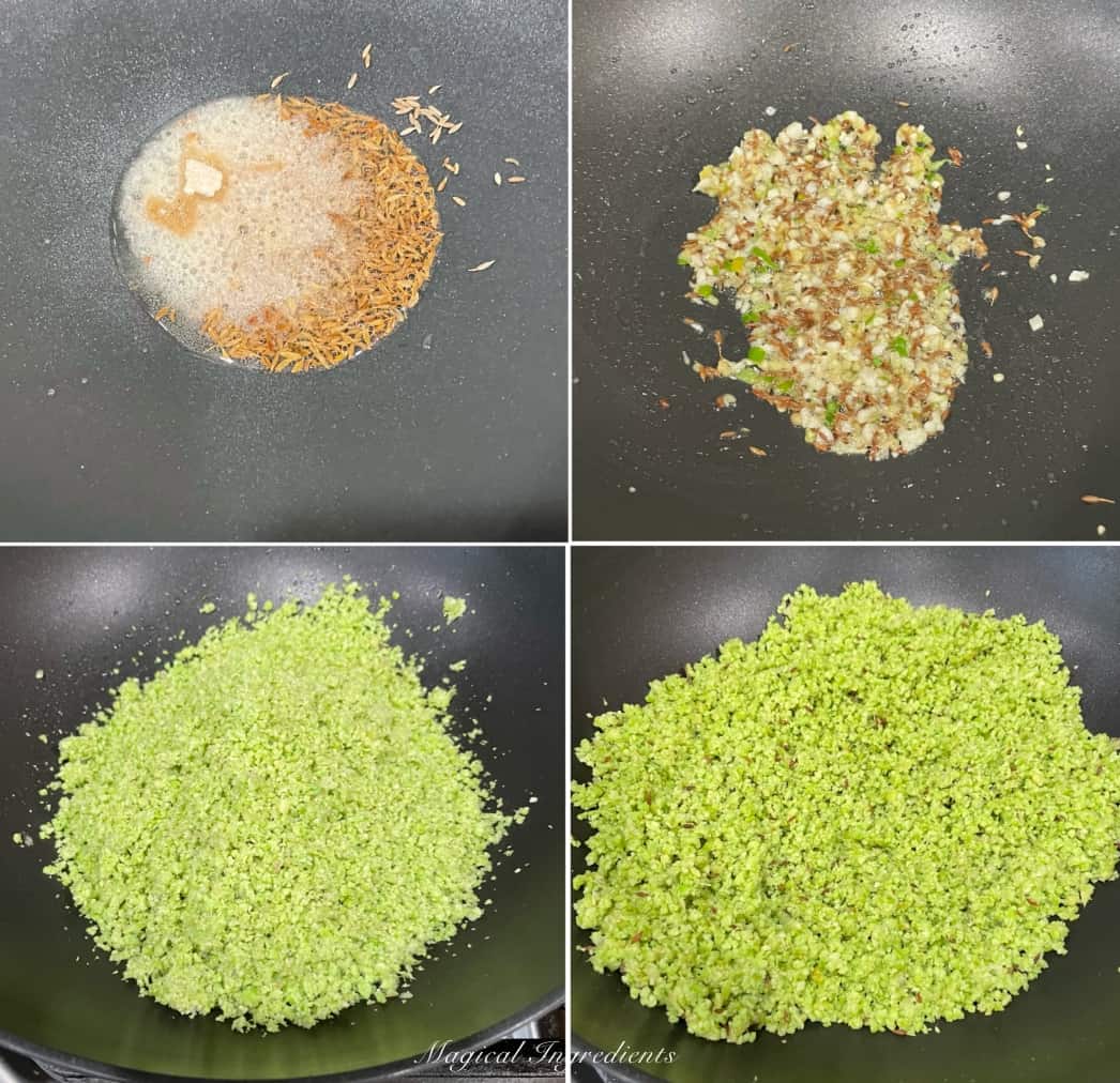 Sautéing edamame mixture