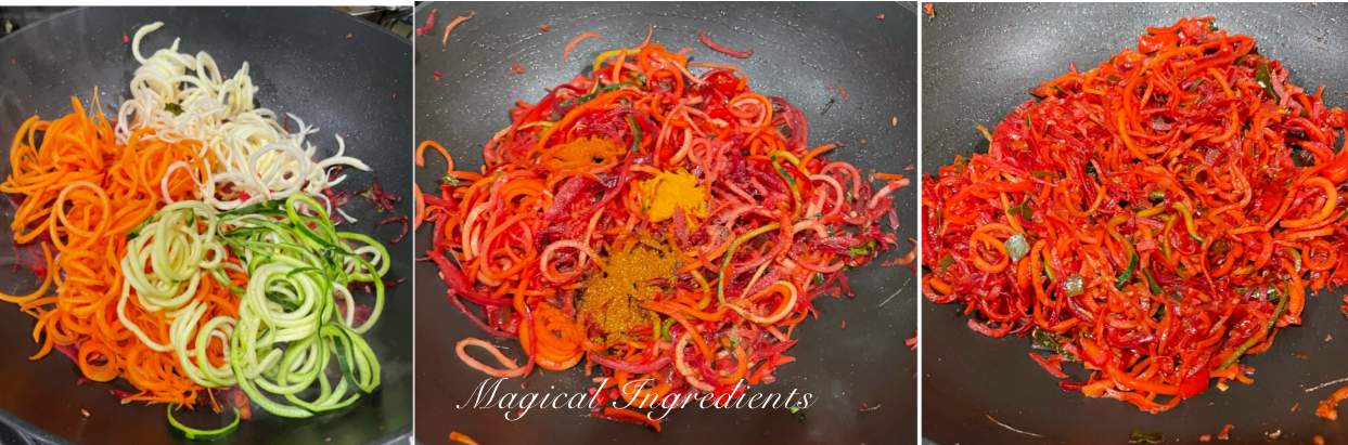 sautéing veggie spirals