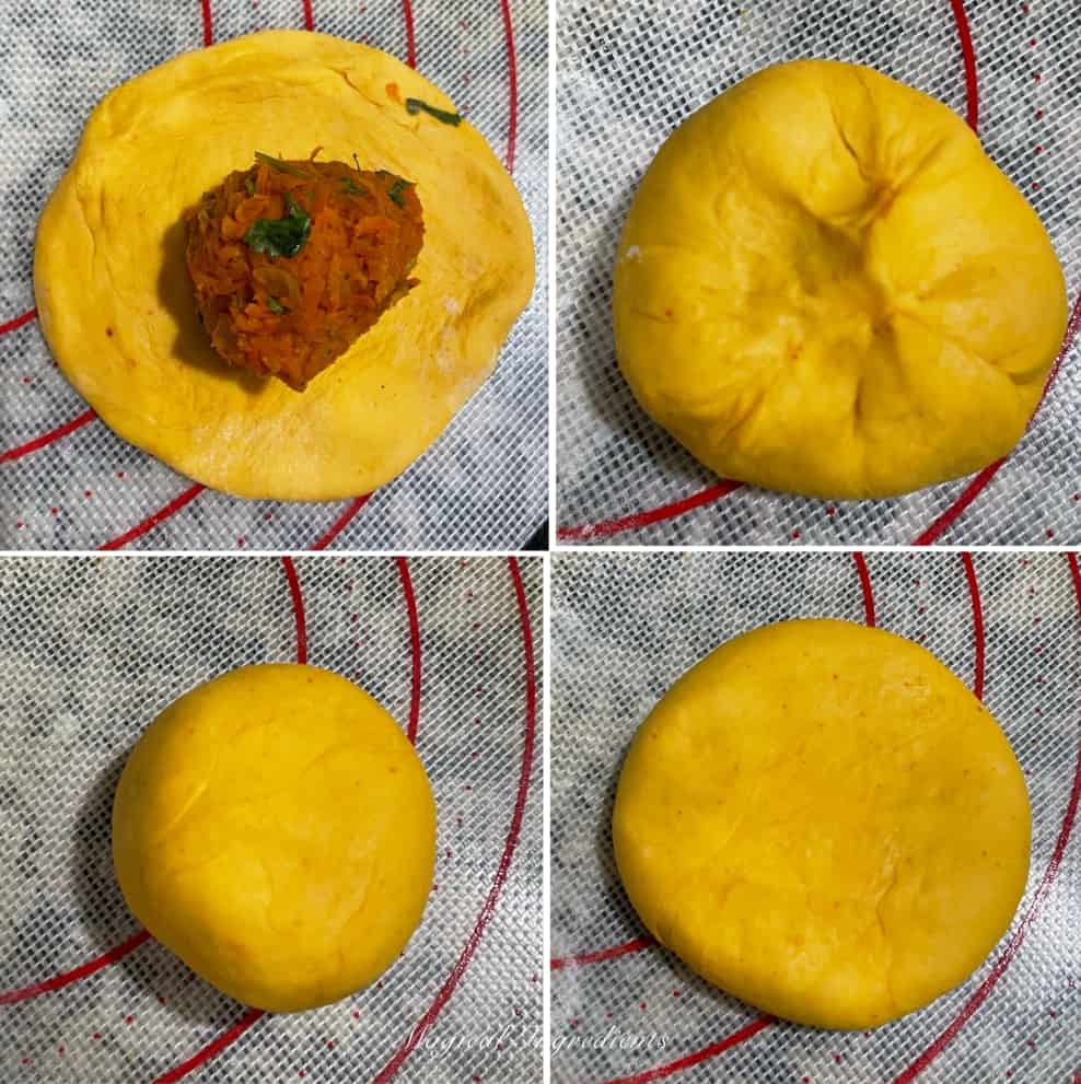Stuffing the dough and shaping it