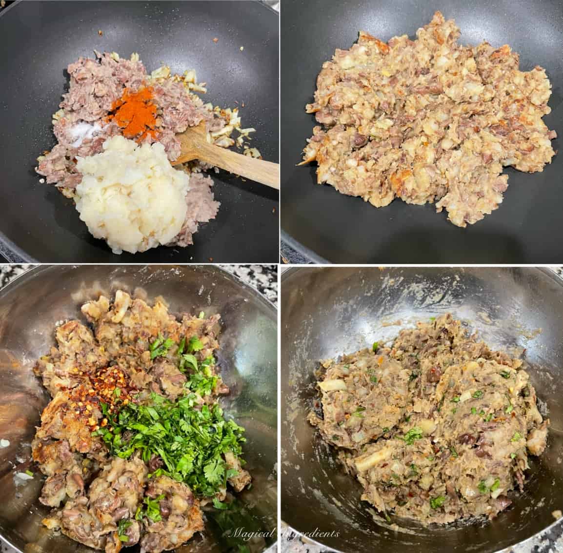 Cooking the lava fennel potato filling
