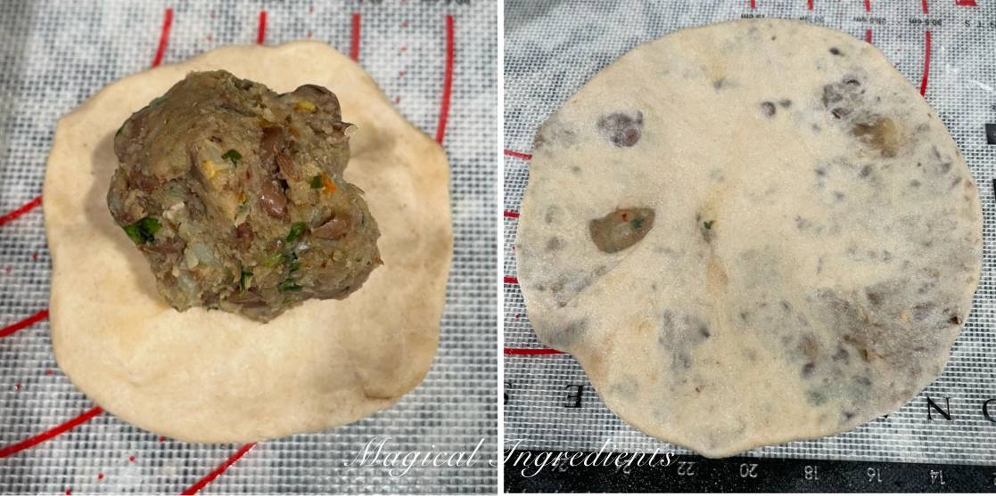Stuffing and rolling the paratha