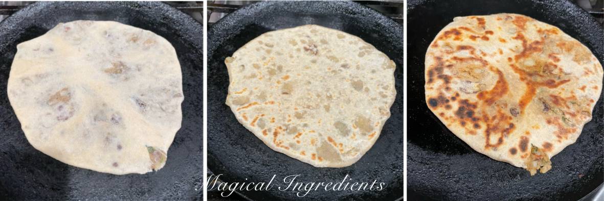 cooking the paratha