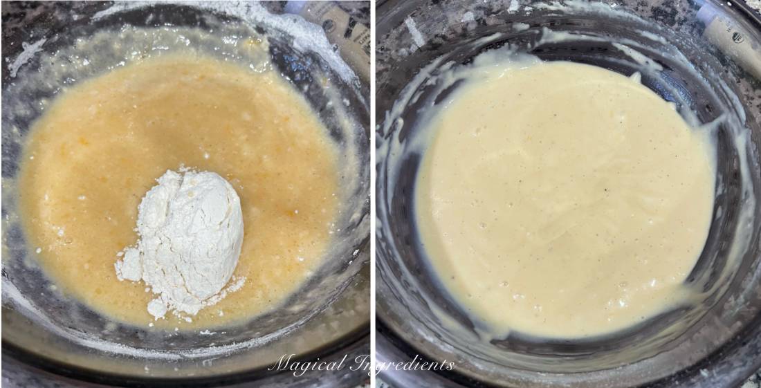 Mixing the wet and dry ingredients
