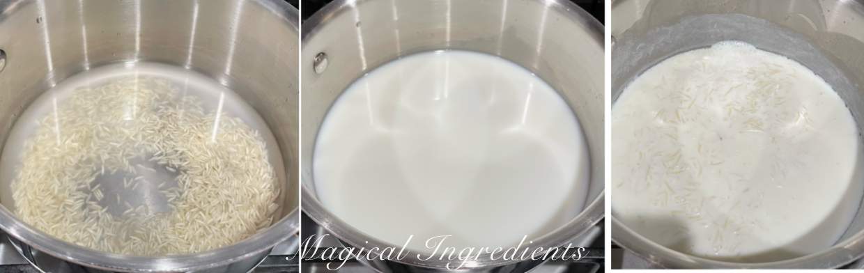 cooking the rice for the kheer