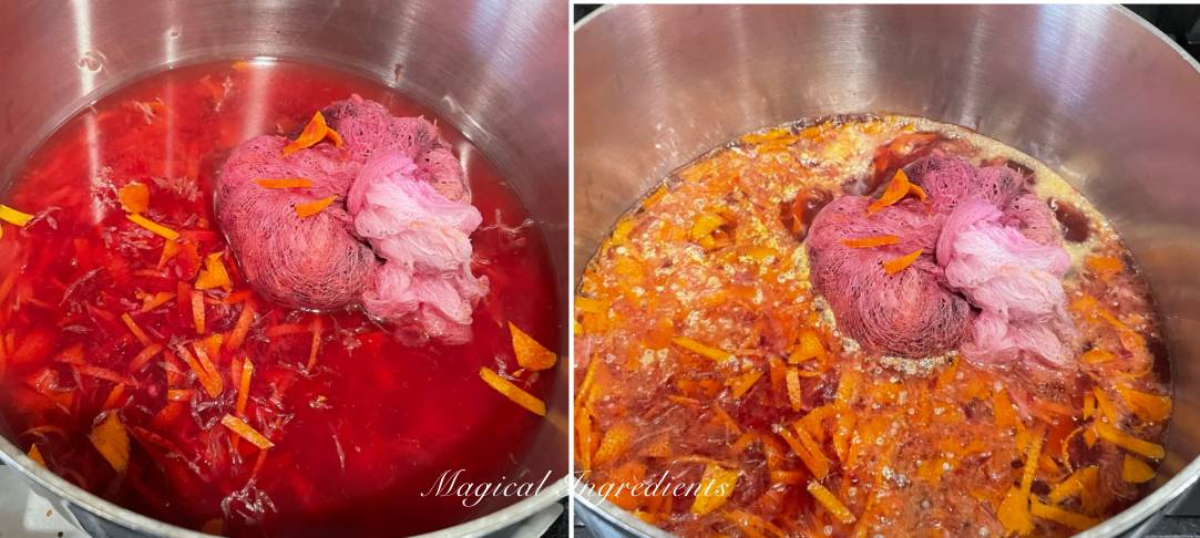bringing the orange mixture to a simmer