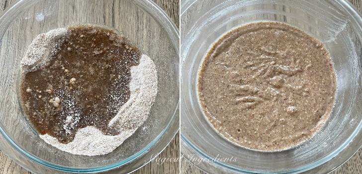 Mixing the miffin batter