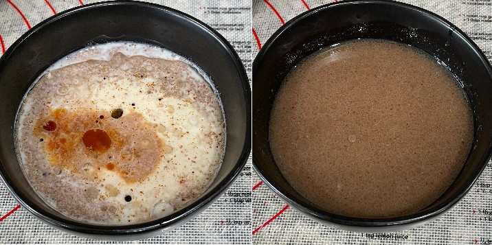 Mixing wet ingredients for Thandai muffins\s