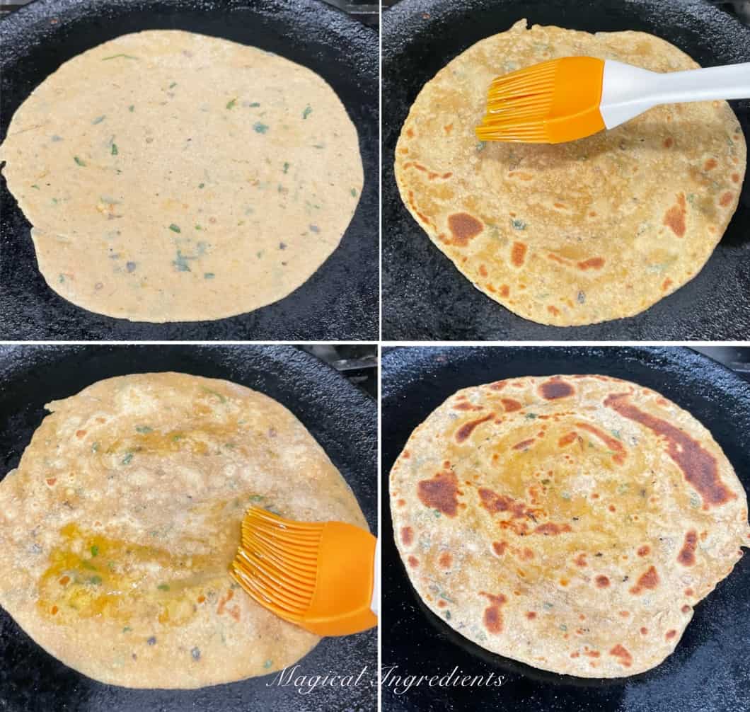 Cooking tomato salsa paratha