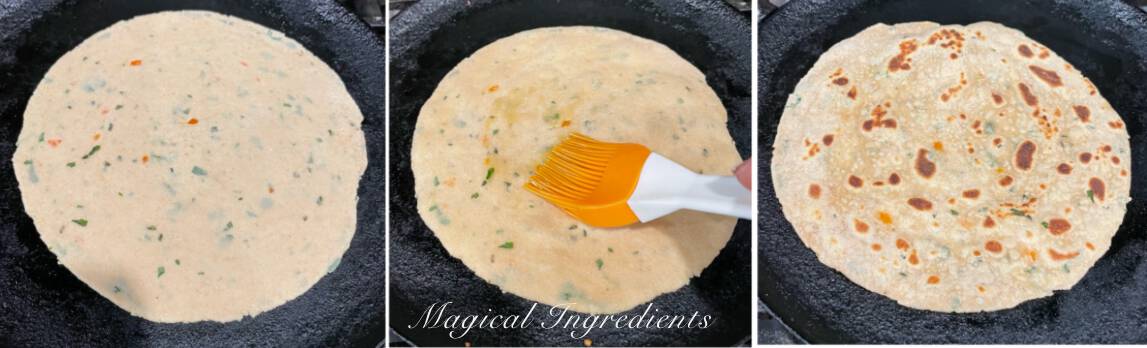 cooking the paratha