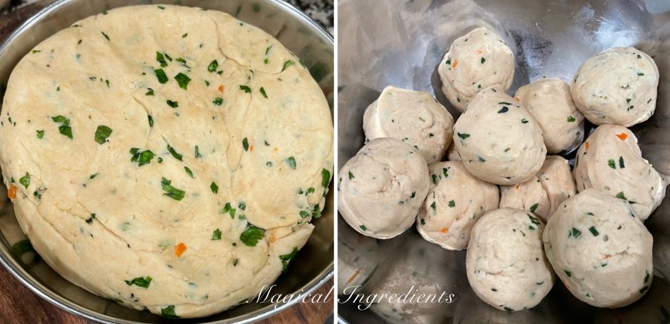 Resting the dough and dividing onto portions