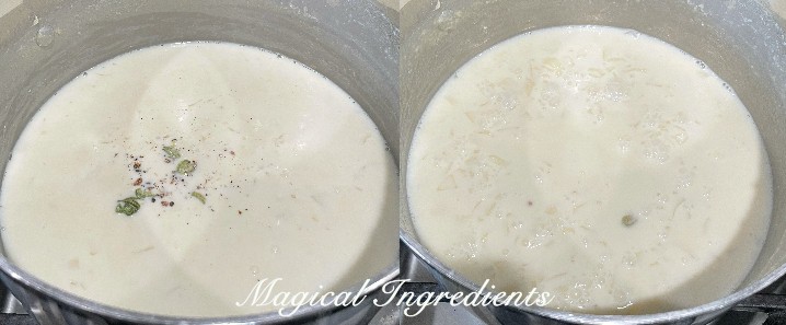 Adding sugar and cardamom