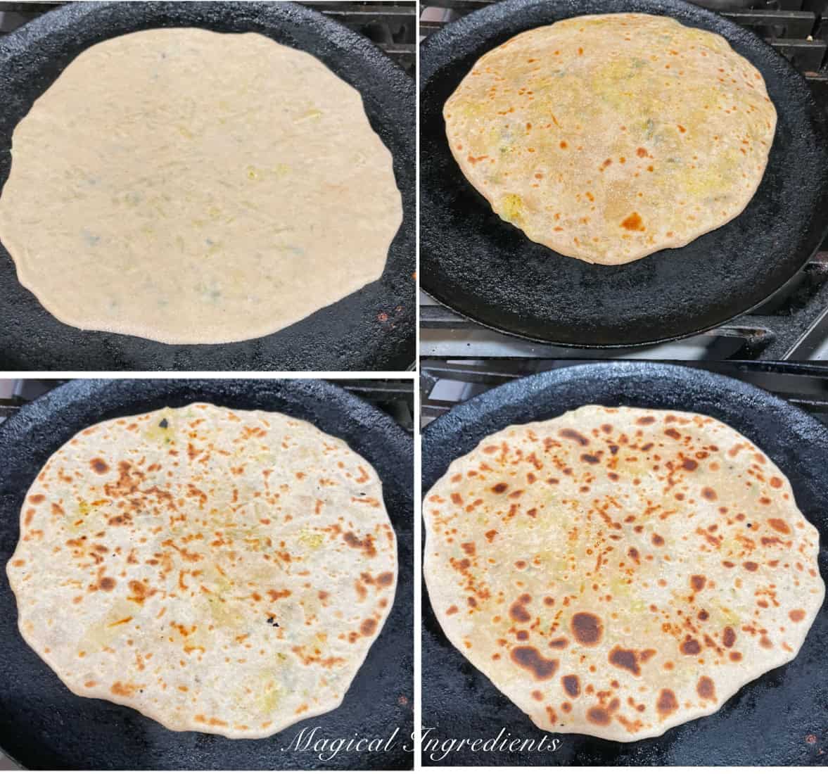 Cooking the paratha