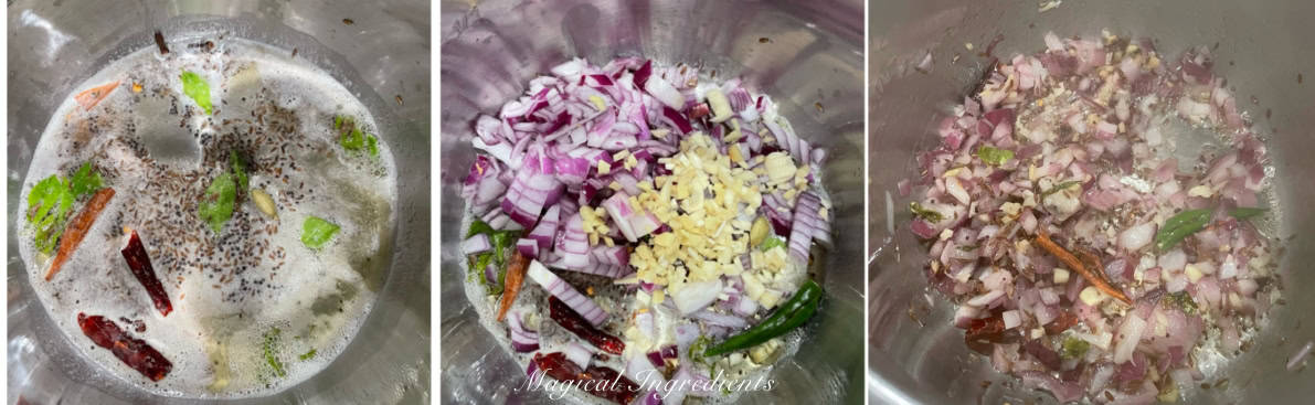 Sauteing the onion, ginger, garlic, and spices