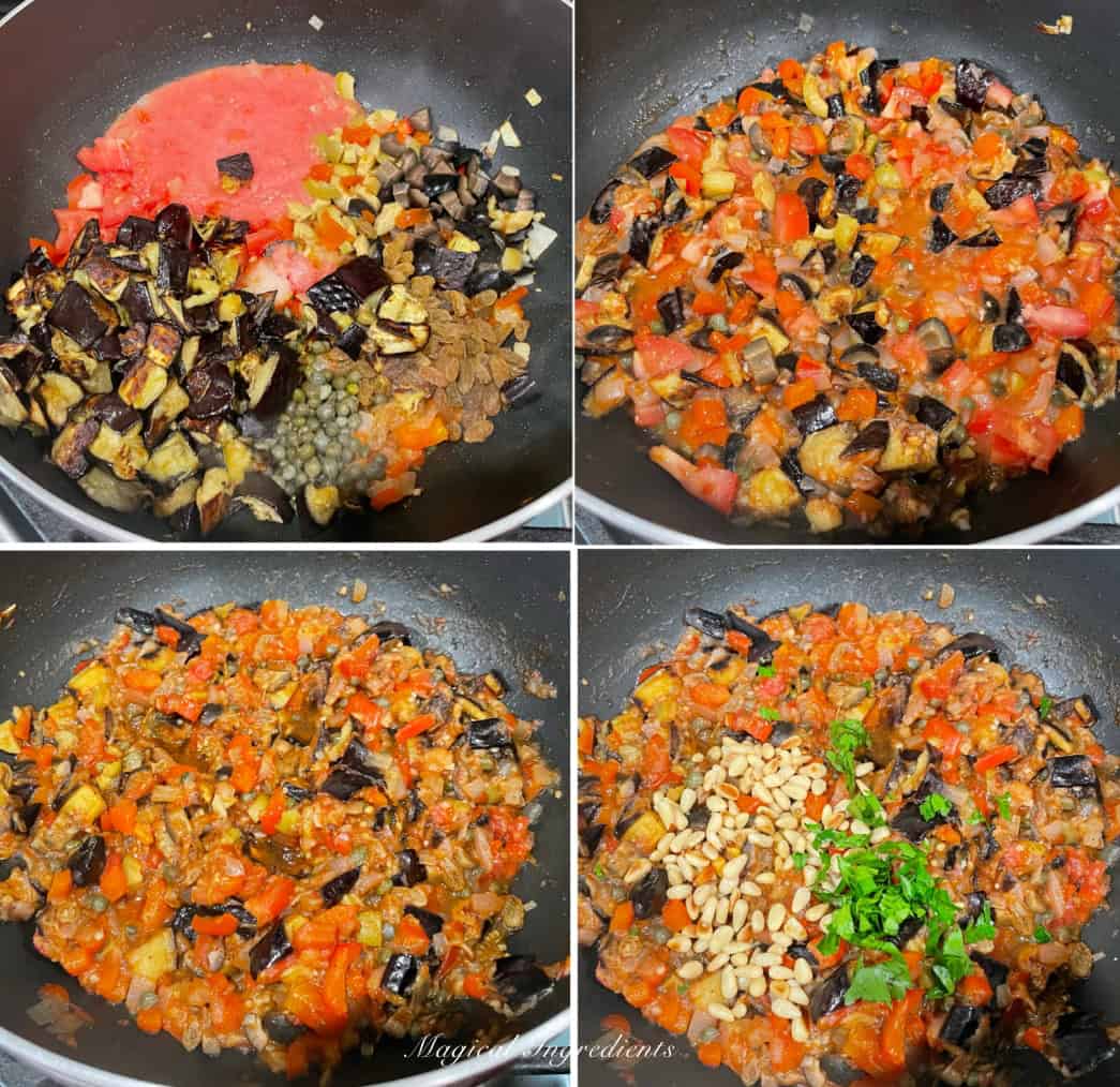 cooking the eggplant mixture