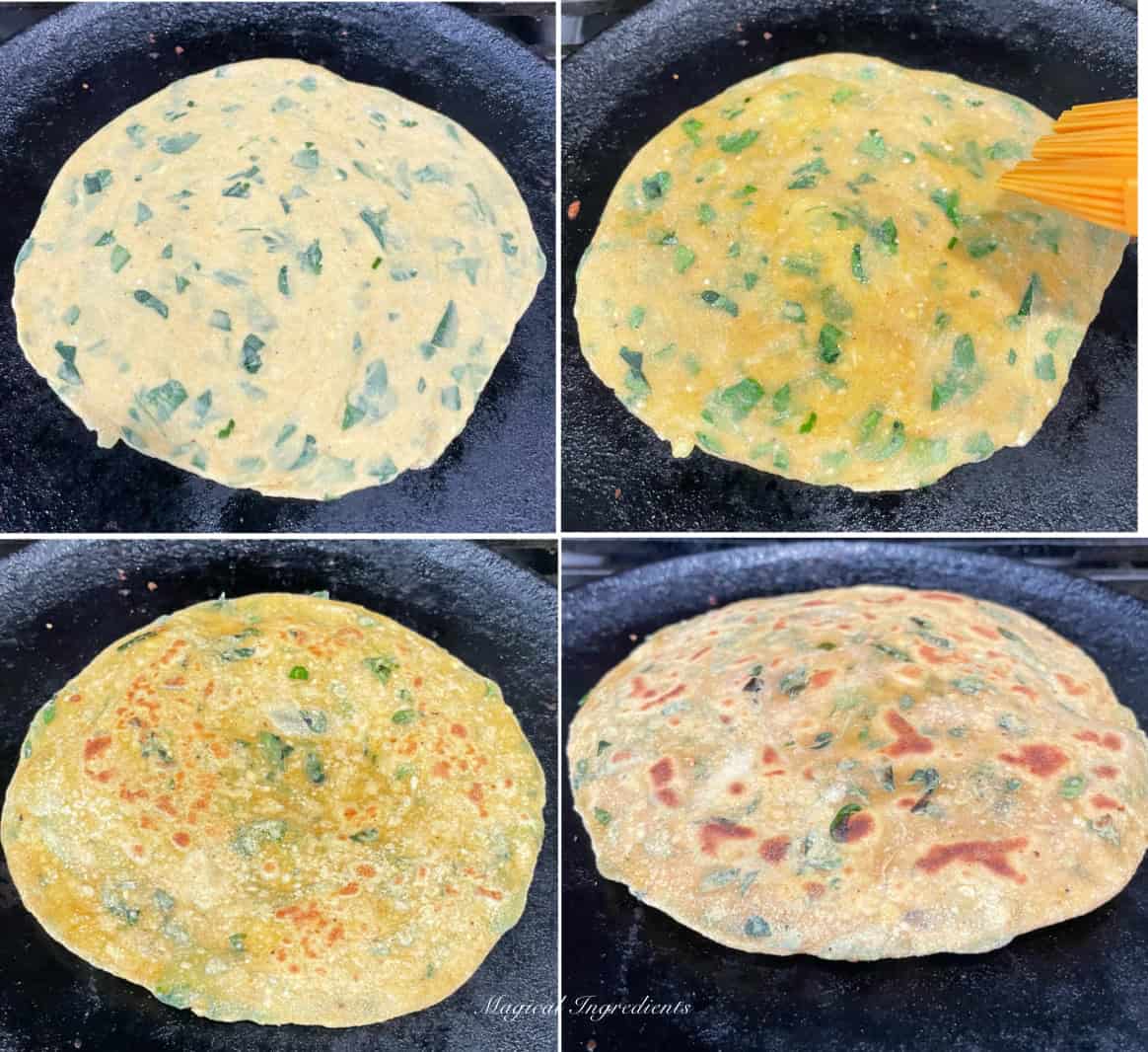 cooking the paratha