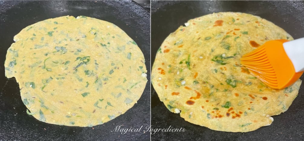 cooking the paratha