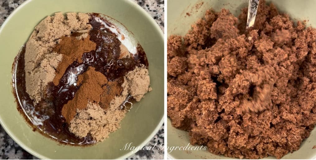 making the cinnamon brown sugar filling