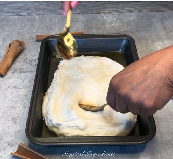 spreading the dough
