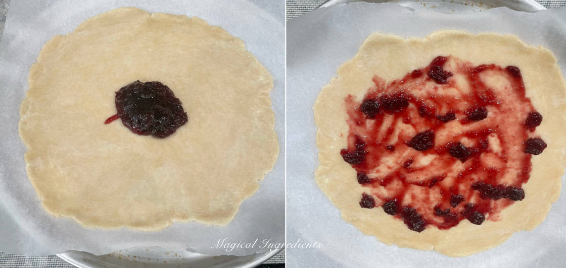 spreading the cherry jam
