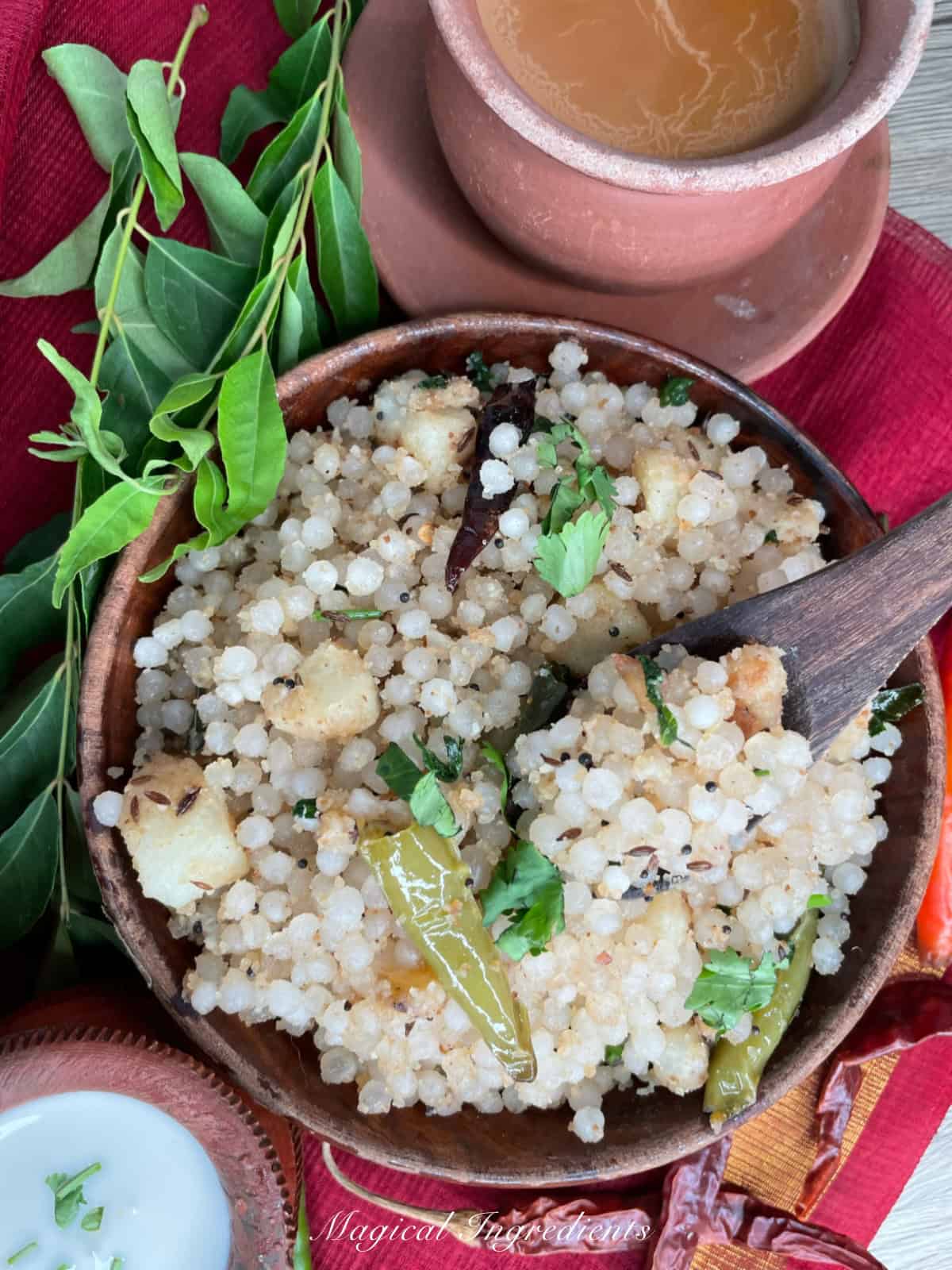 khichdi served with chaas and chai