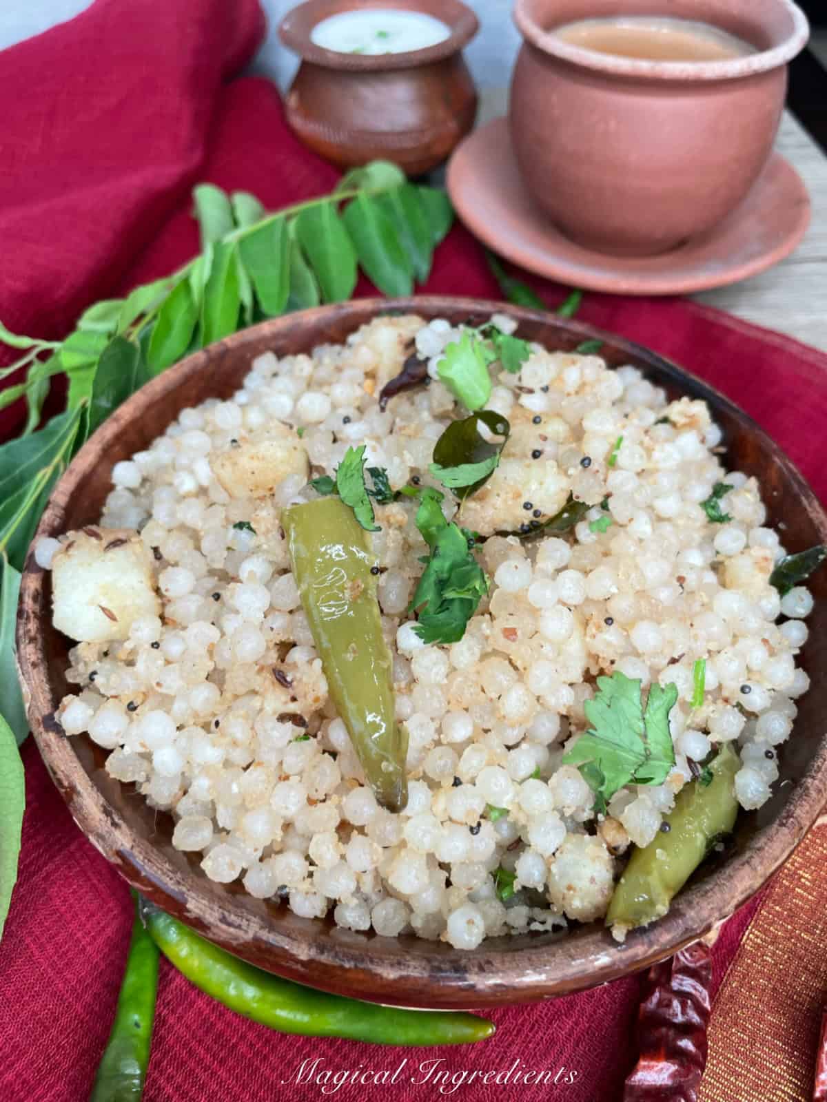 a bowl sabudana khichdi