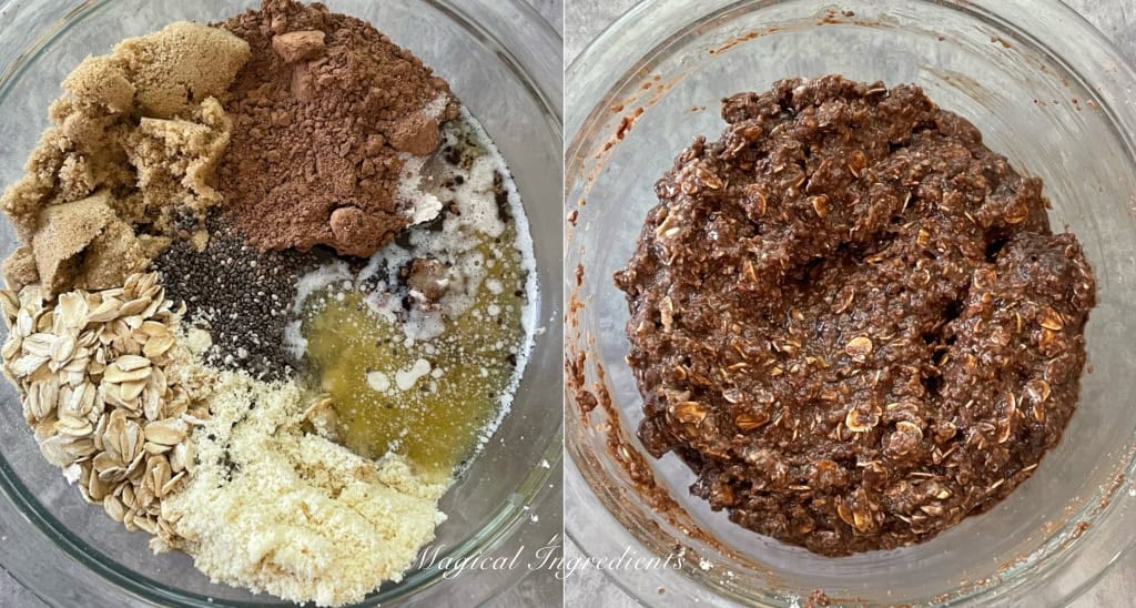 Mixing the wet and dry mixture together