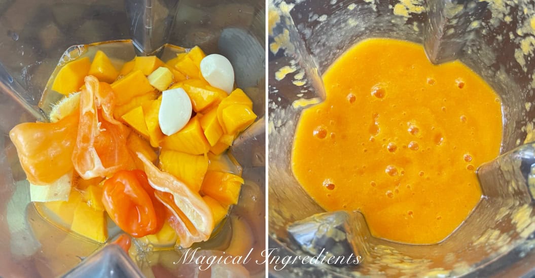 pureeing the ingredients