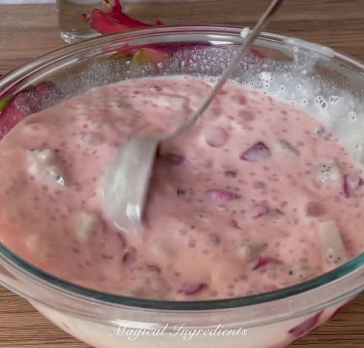 mixing the dessert