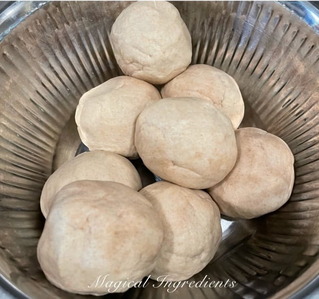 dividing the dough into portions