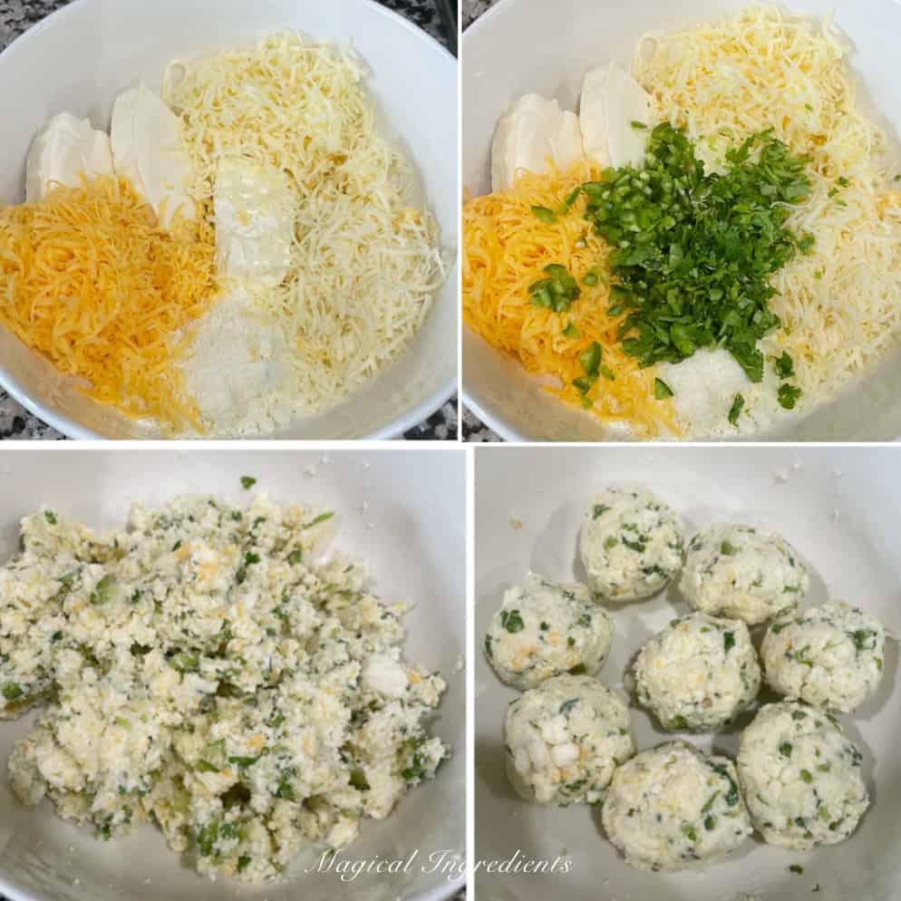 preparing the cheese stuffing