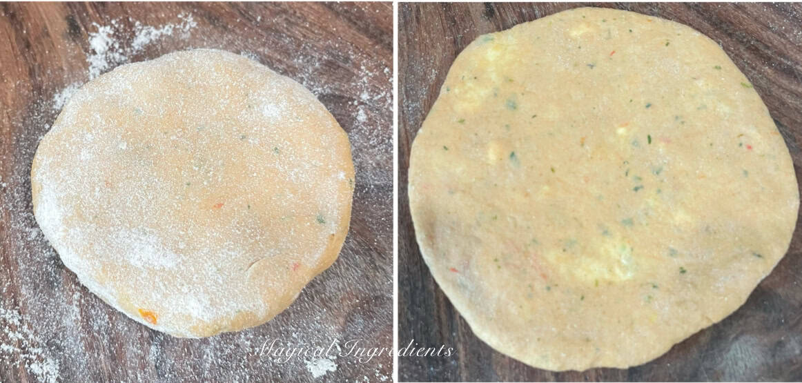 rolling the paratha