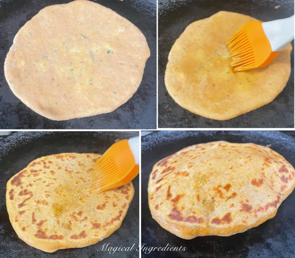 cooking the paratha