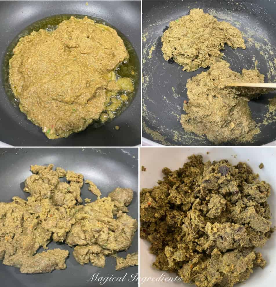 cooking the red lentil and chard mixture