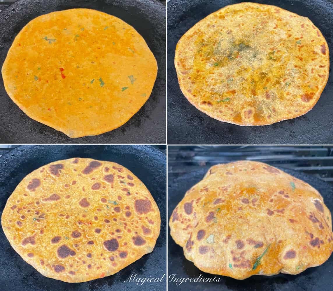 cooking the paratha