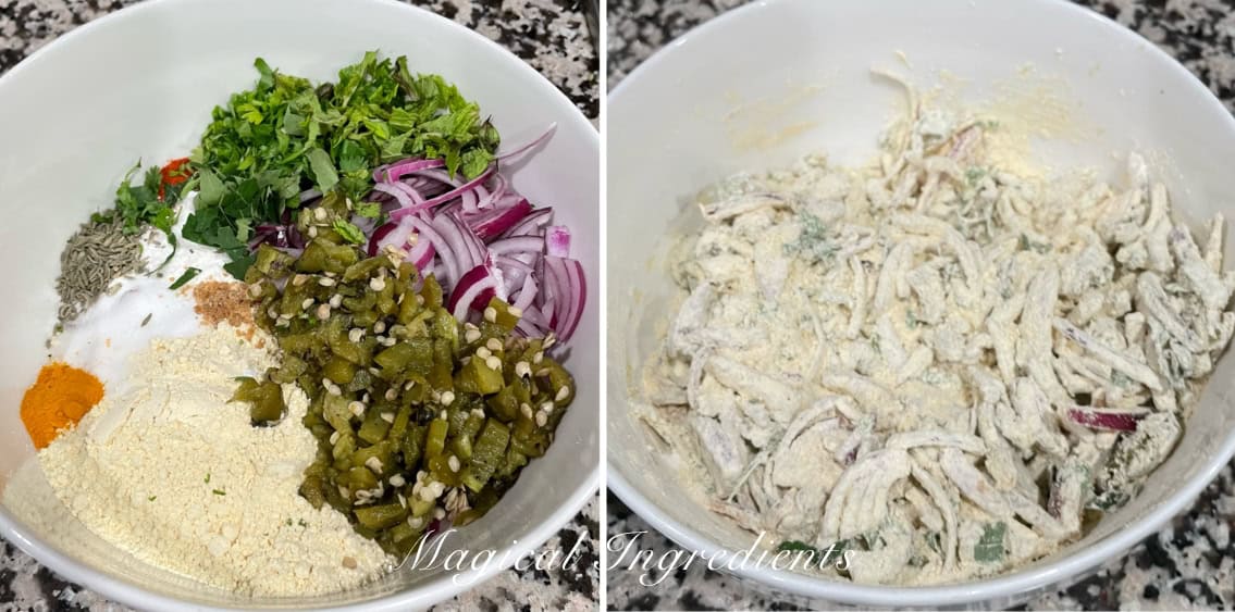 mixing the ingredients